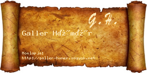Galler Hümér névjegykártya